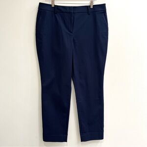 Boden navy blue straight leg trouser pants cotton stretch plus size 14R NWT